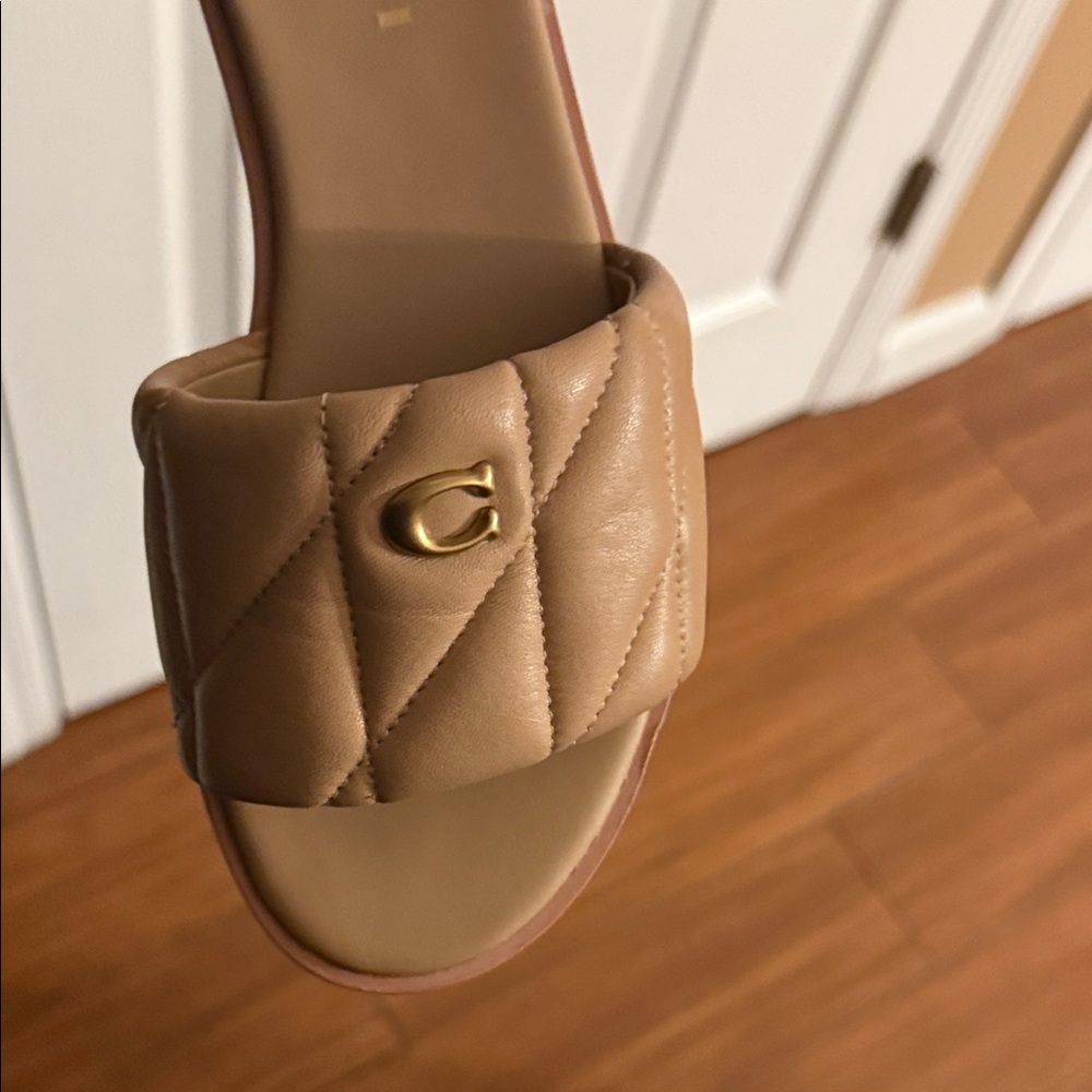 Coach Beige Quilted Sandals - Picture 4 of 4
